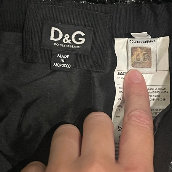 D&G Dolce & Gabbana Black Textured WoolBlend Pencil Skirt Back Zip Silver H/W 38 - Picture 6 of 10